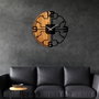Wallity Reloj de Pared Decorativo 61, Madera y Metal, Nogal y Negro, 56 cm